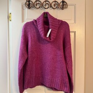 NWT Loft Cowl Neck Sweater Medium Pink Cozy Knit Pullover Women’s